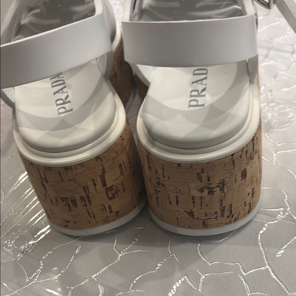Prada White Cut-Out Platform Sandals - Picture 4 of 4